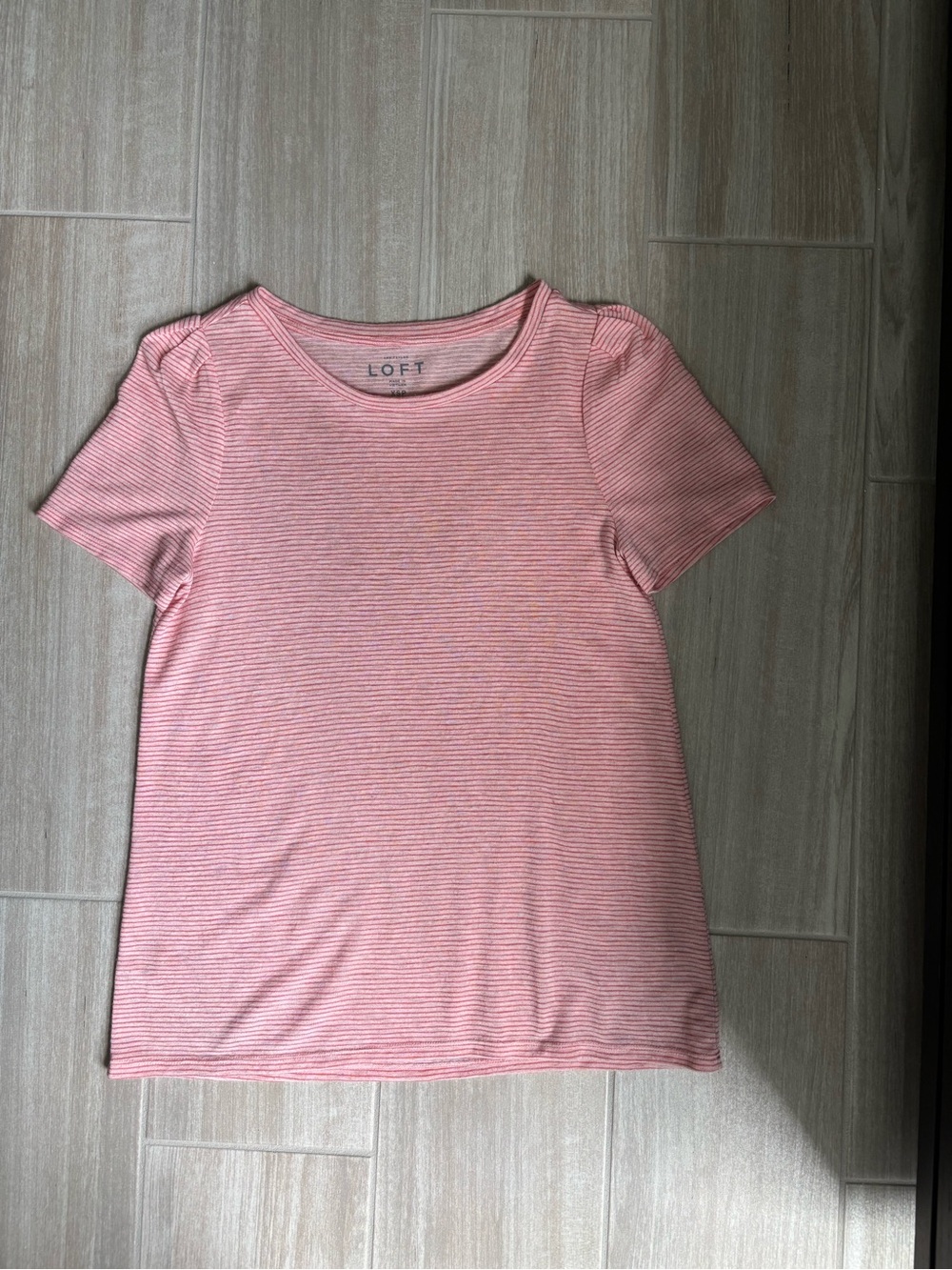 LOFT SX Petite Pink & Light Pink Striped Short Sleeve Tee